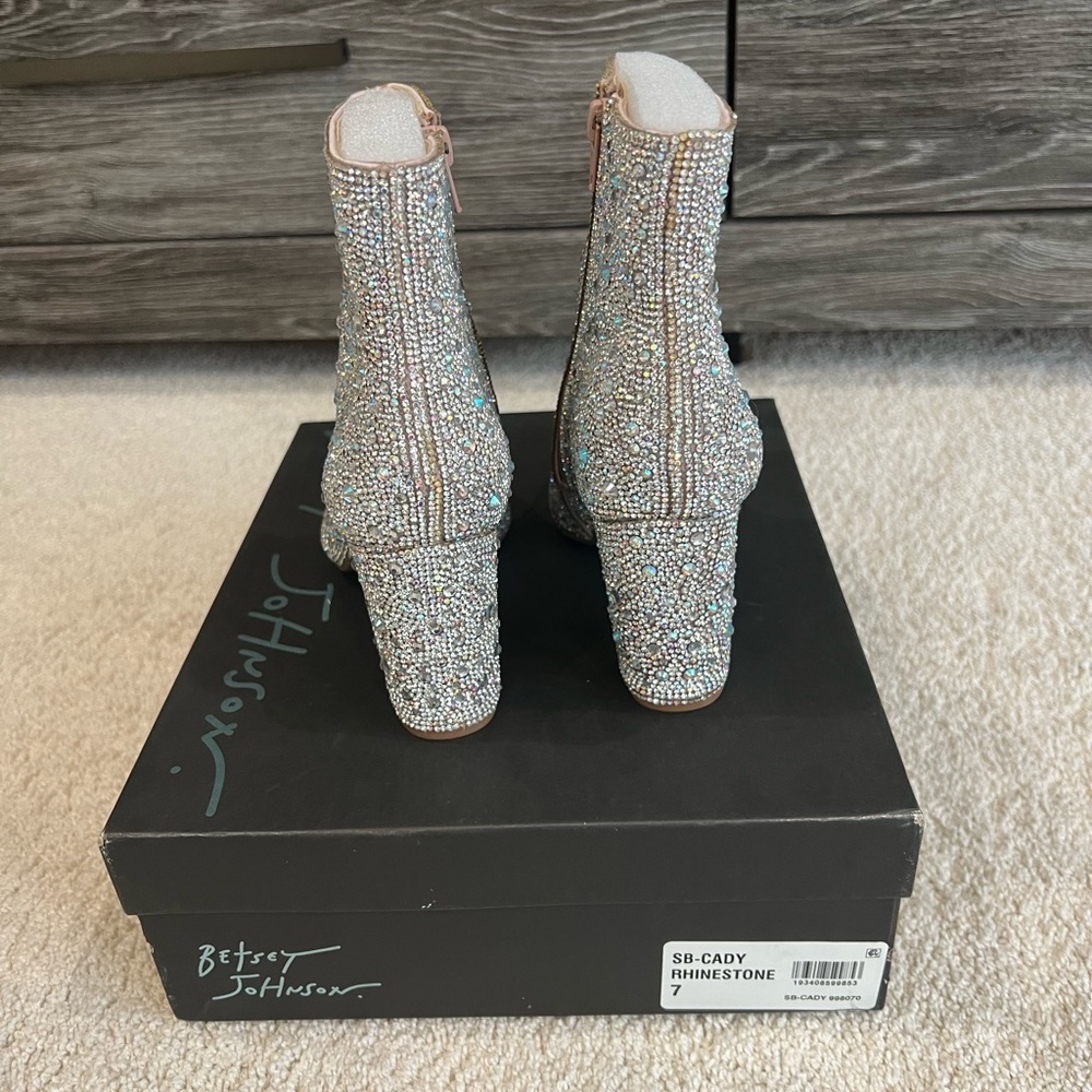 Betsey Johnson Glittering Silver Rhinestone Booties - Picture 6 of 7